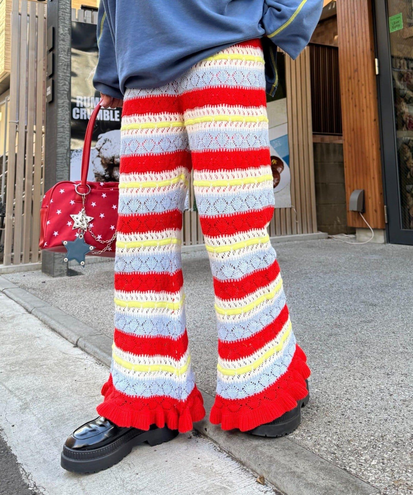 HELLO.SANFRANCISCO 鏤空條紋 針織褲