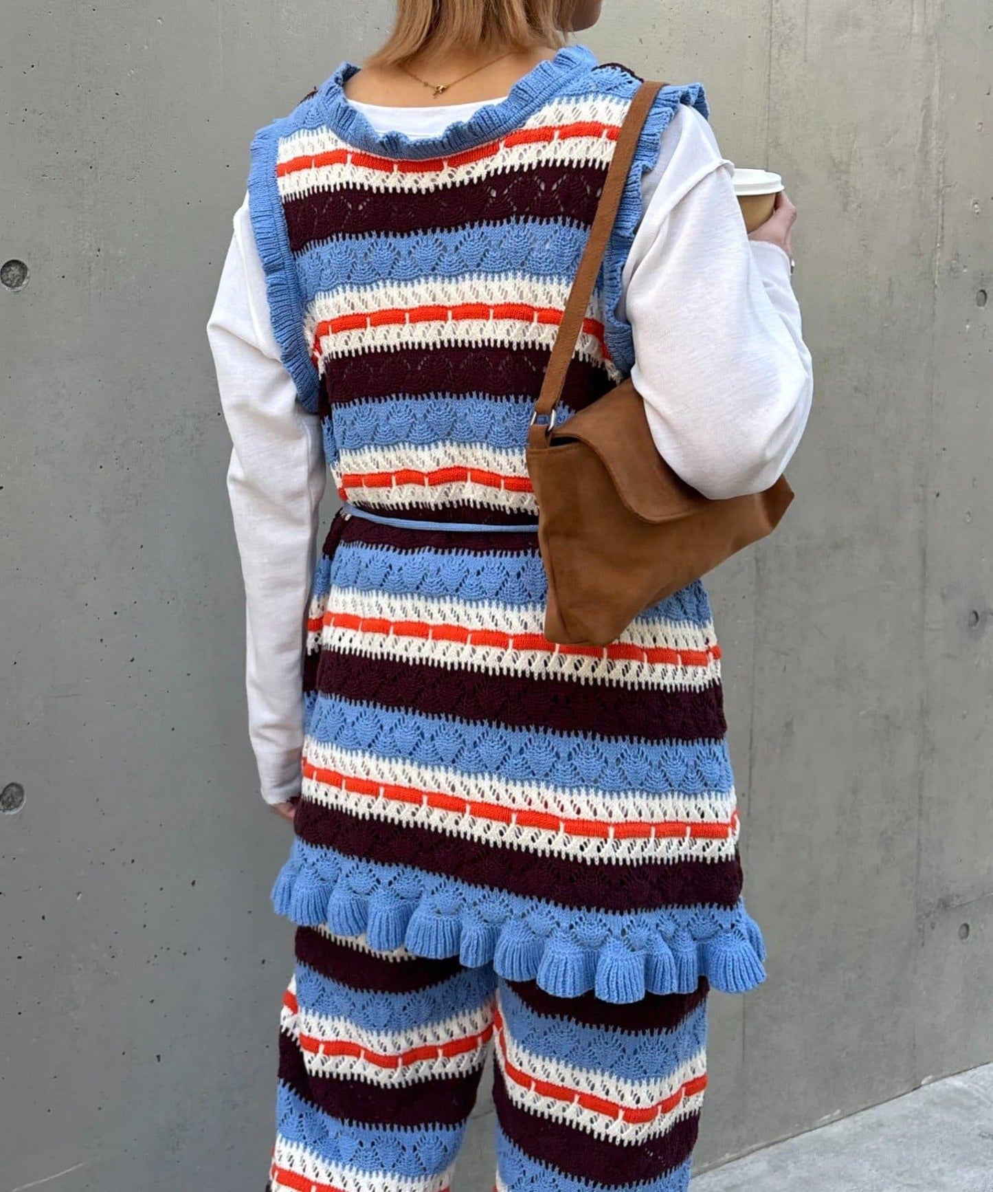 HELLO.SANFRANCISCO 鏤空條紋針織長款上衣