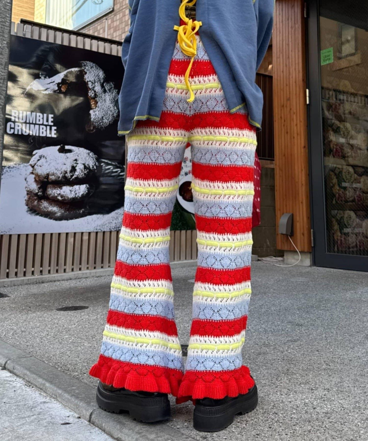 HELLO.SANFRANCISCO 鏤空條紋 針織褲