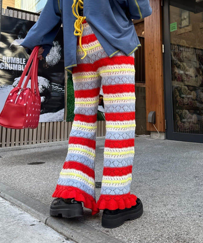 HELLO.SANFRANCISCO 鏤空條紋 針織褲