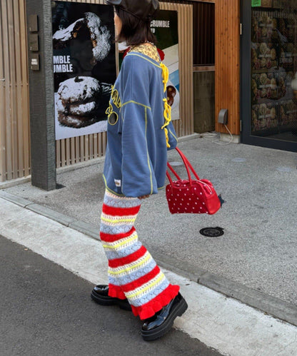 HELLO.SANFRANCISCO 鏤空條紋 針織褲