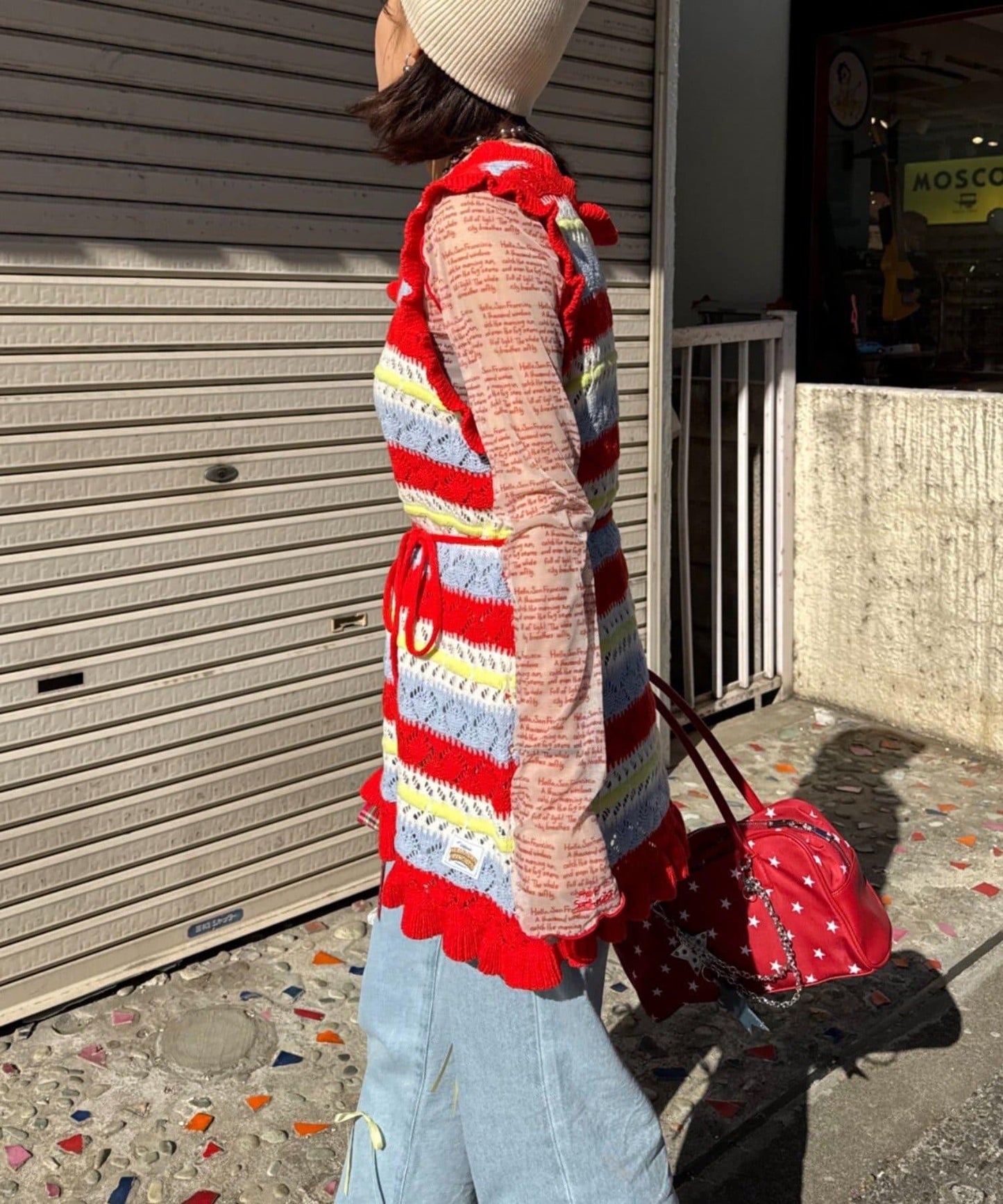 HELLO.SANFRANCISCO 鏤空條紋針織長款上衣