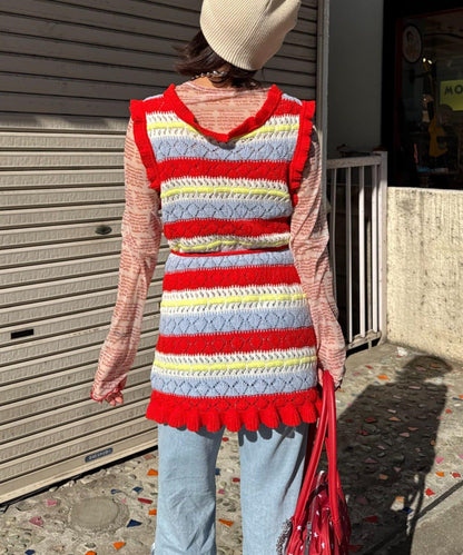 HELLO.SANFRANCISCO 鏤空條紋針織長款上衣