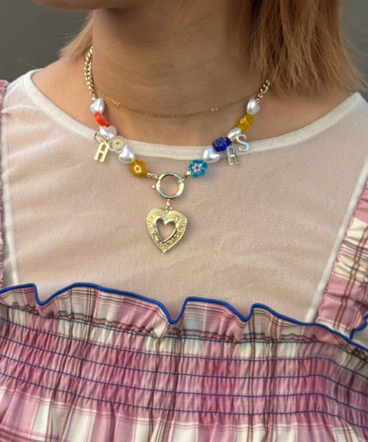 HELLO.SANFRANCISCO 字母吊墜花朵珠飾項鍊