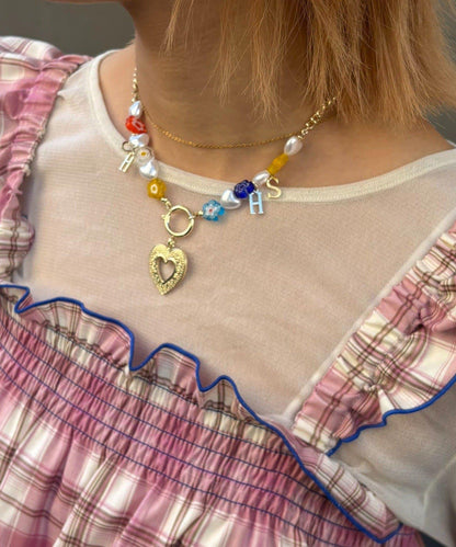 HELLO.SANFRANCISCO 字母吊墜花朵珠飾項鍊