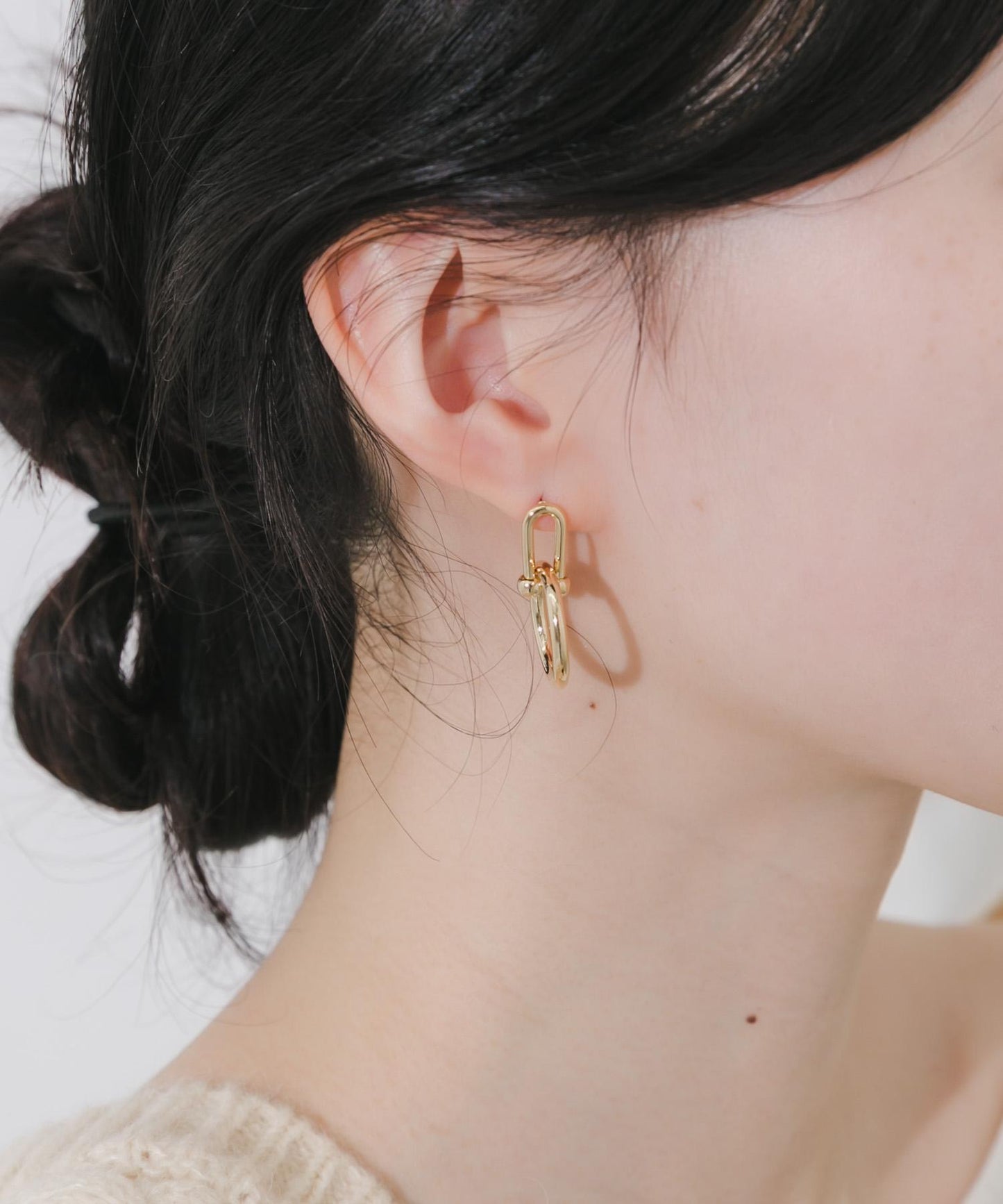 U鏈圓環設計耳環