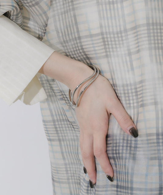 雙線波浪設計金屬手鐲