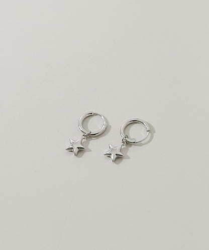 不鏽鋼星形吊墜圈式耳環