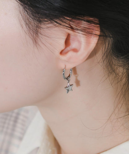 不鏽鋼星形吊墜圈式耳環