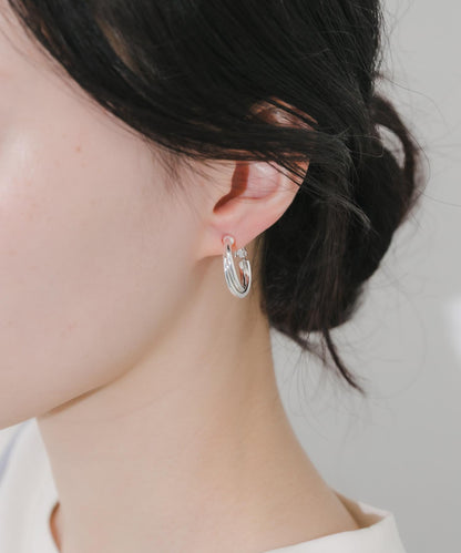 雙線條圈式 耳環