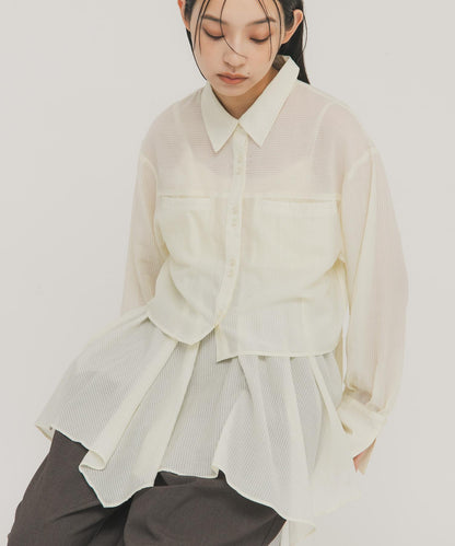 不規則下襬 胸衣套裝 襯衫