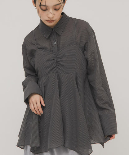 不規則下襬 胸衣套裝 襯衫