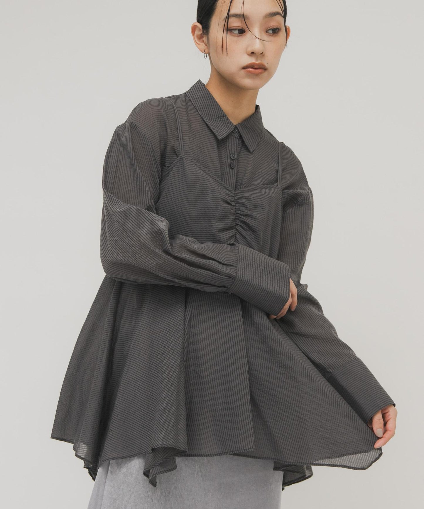 不規則下襬 胸衣套裝 襯衫