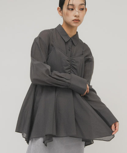 不規則下襬 胸衣套裝 襯衫