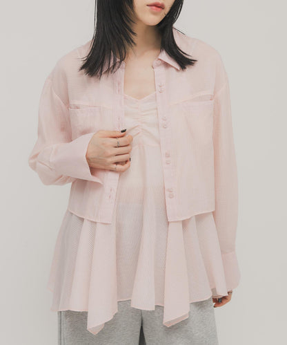 不規則下襬 胸衣套裝 襯衫