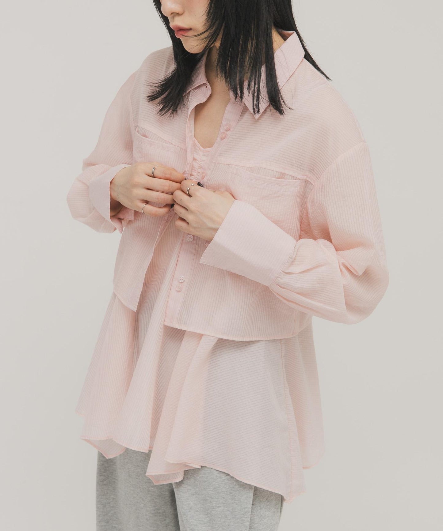 不規則下襬 胸衣套裝 襯衫