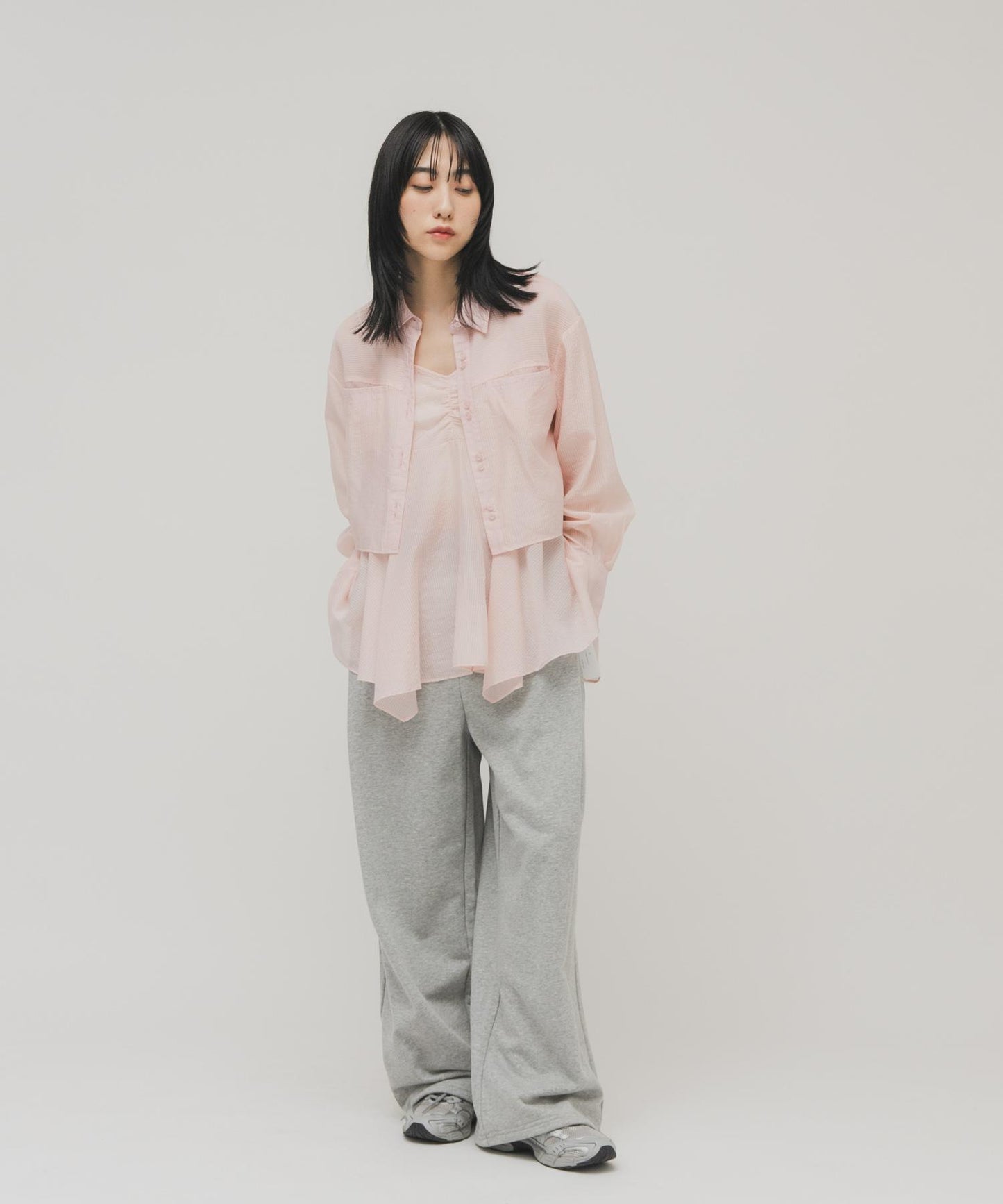 不規則下襬 胸衣套裝 襯衫