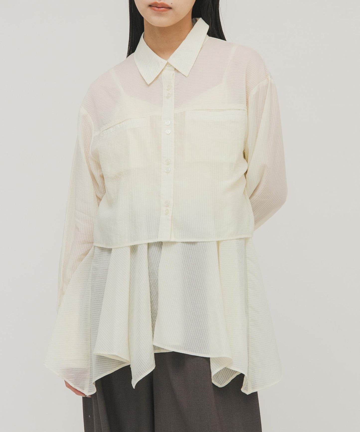 不規則下襬 胸衣套裝 襯衫