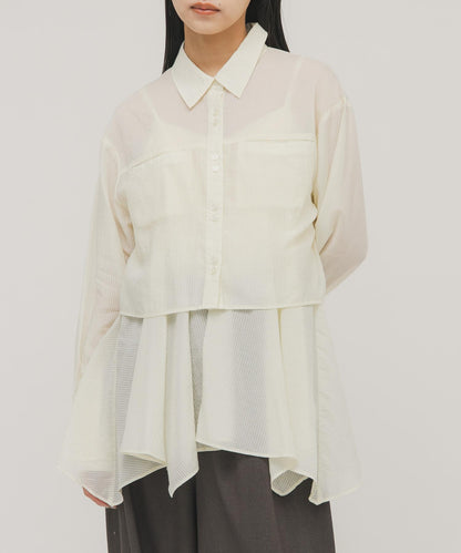 不規則下襬 胸衣套裝 襯衫