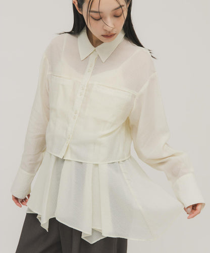不規則下襬 胸衣套裝 襯衫