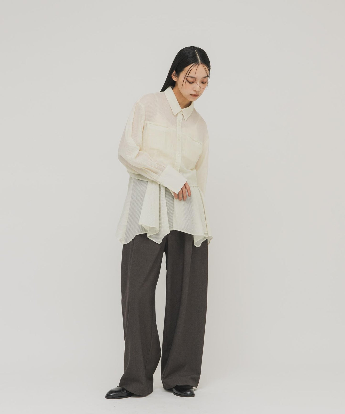 不規則下襬 胸衣套裝 襯衫