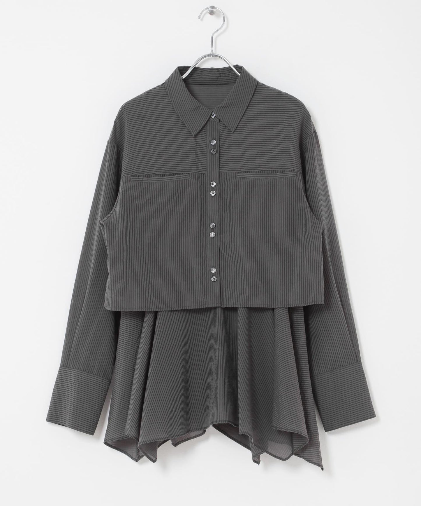 不規則下襬 胸衣套裝 襯衫