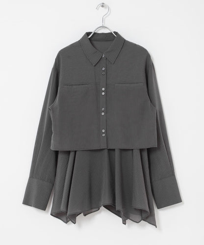 不規則下襬 胸衣套裝 襯衫