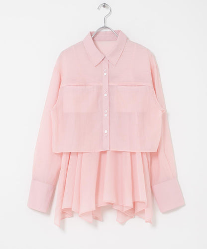 不規則下襬 胸衣套裝 襯衫