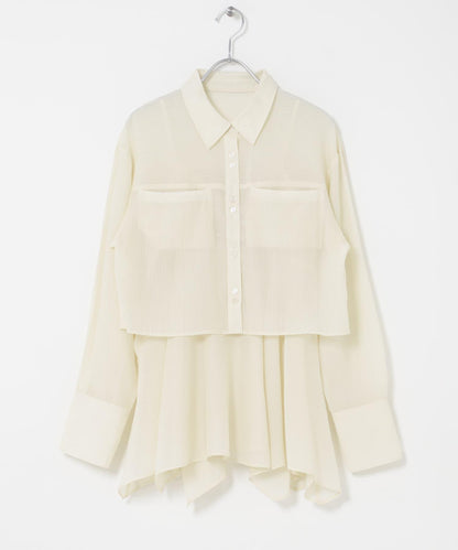 不規則下襬 胸衣套裝 襯衫