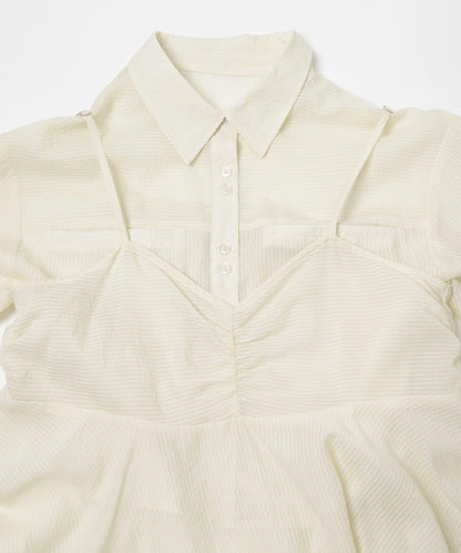 不規則下襬 胸衣套裝 襯衫