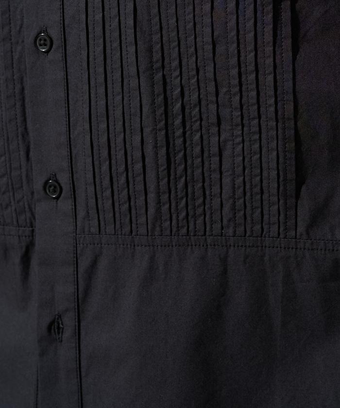 打褶寬鬆紐扣長袖襯衫