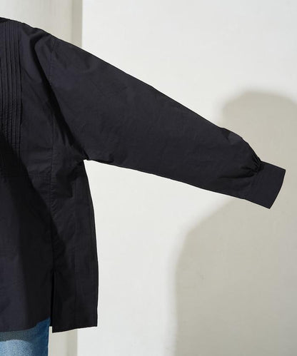 打褶寬鬆紐扣長袖襯衫