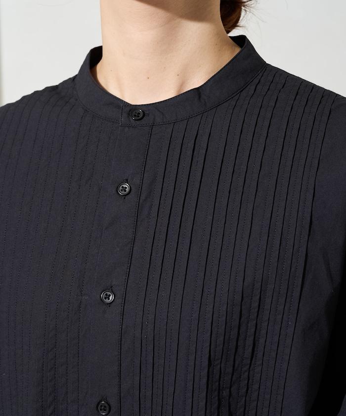 打褶寬鬆紐扣長袖襯衫