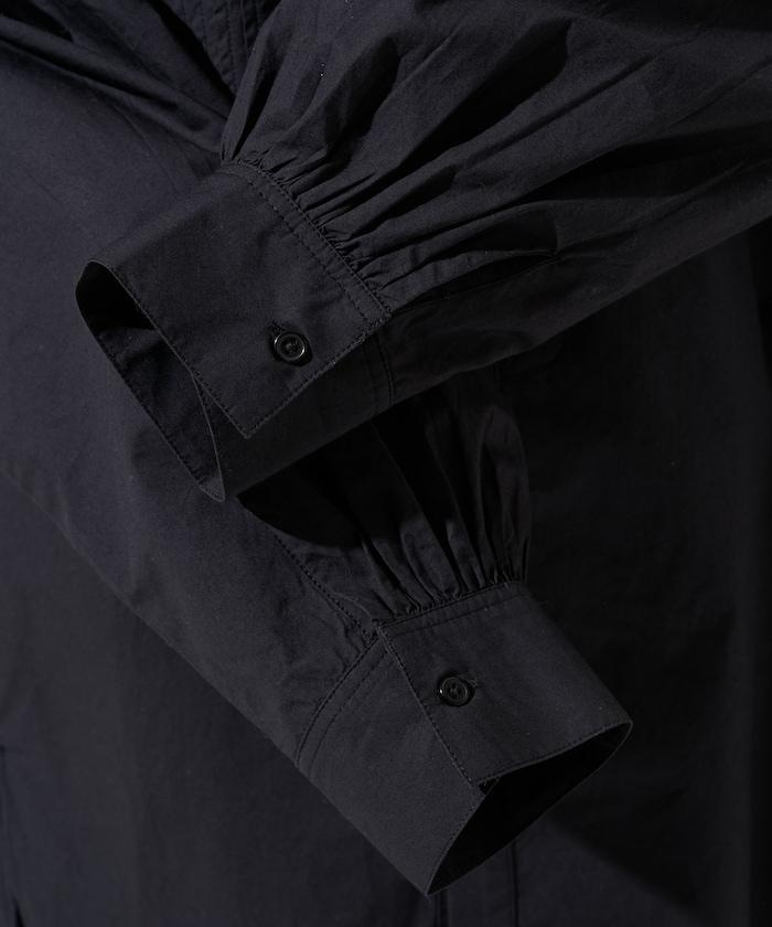 打褶寬鬆紐扣長袖襯衫