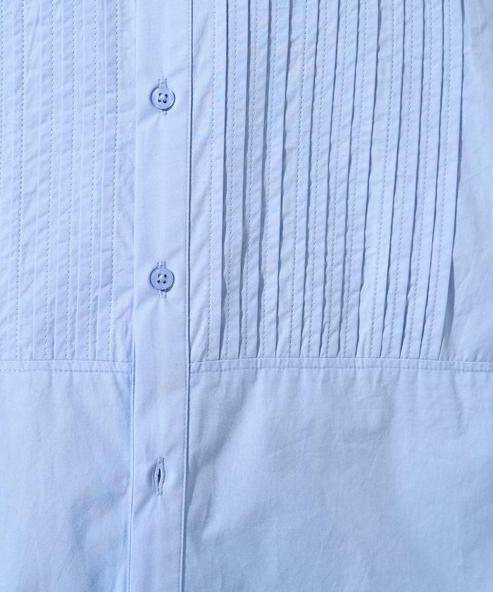 打褶寬鬆紐扣長袖襯衫