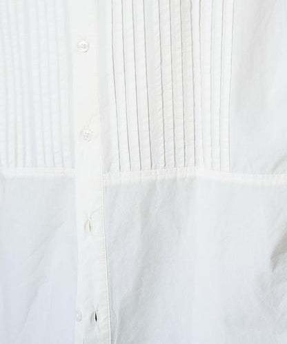 打褶寬鬆紐扣長袖襯衫