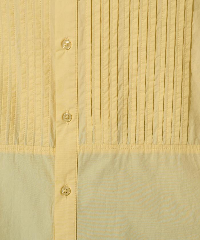 打褶寬鬆紐扣長袖襯衫