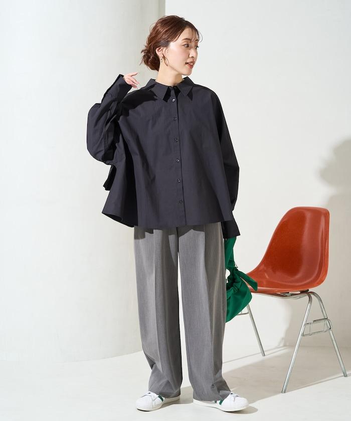 後荷葉邊 短款長袖 襯衫