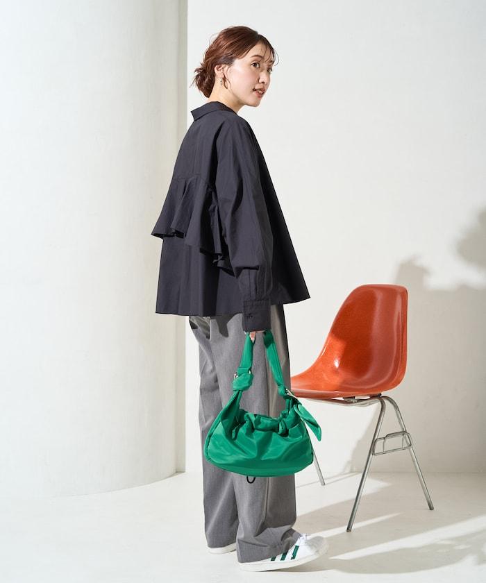 後荷葉邊 短款長袖 襯衫