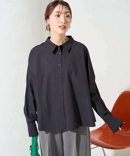 後荷葉邊 短款長袖 襯衫