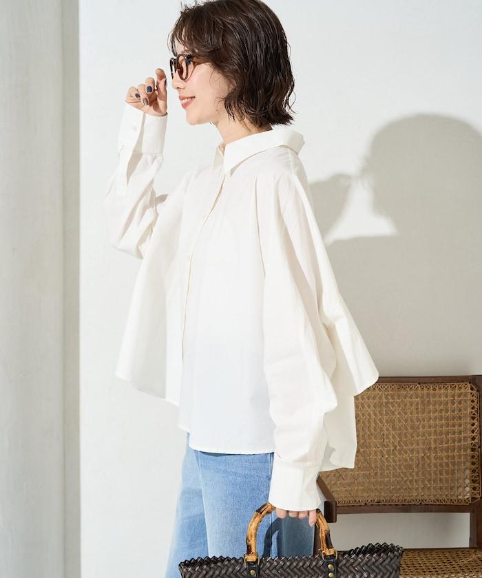 後荷葉邊 短款長袖 襯衫