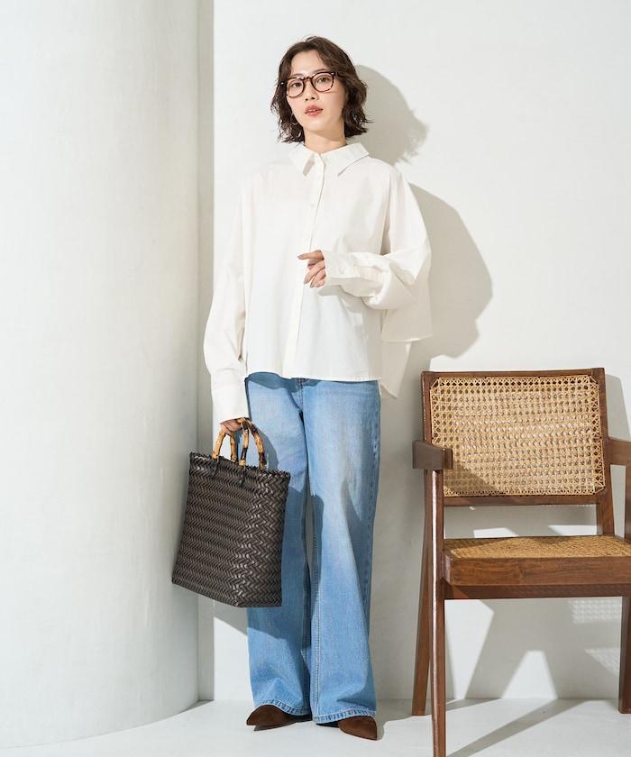 後荷葉邊 短款長袖 襯衫