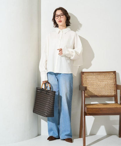 後荷葉邊 短款長袖 襯衫