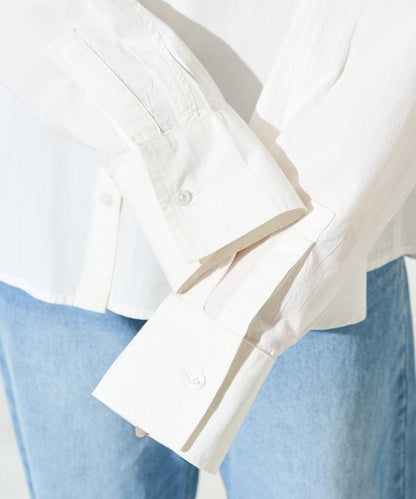 後荷葉邊 短款長袖 襯衫