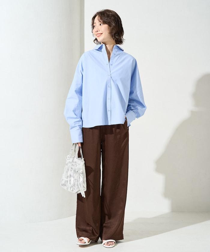 後荷葉邊 短款長袖 襯衫