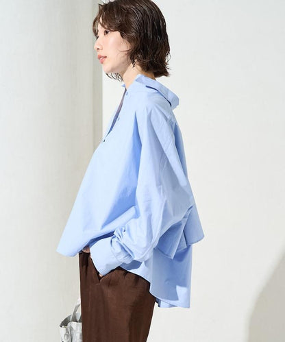後荷葉邊 短款長袖 襯衫