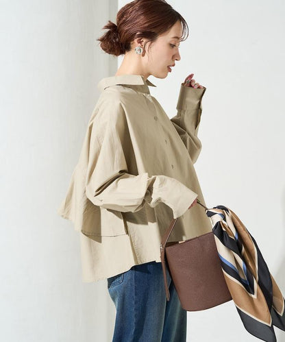 後荷葉邊 短款長袖 襯衫