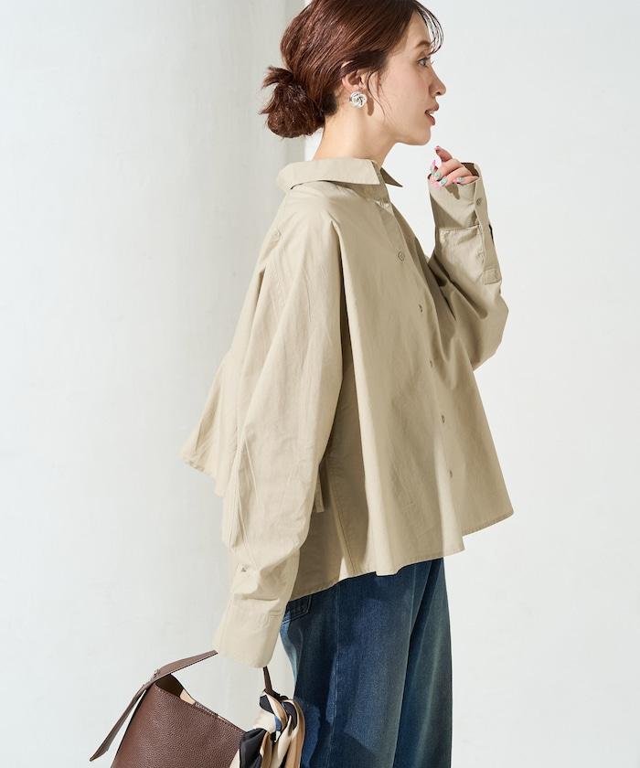 後荷葉邊 短款長袖 襯衫