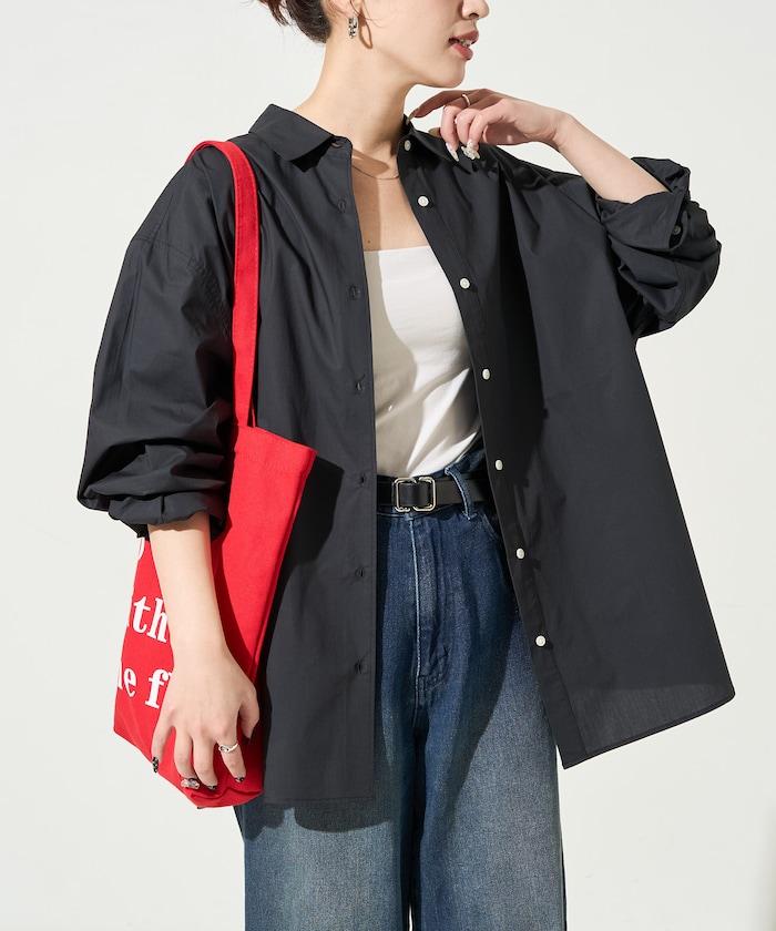 寬鬆版型 長袖有領 府綢襯衫