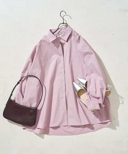 寬鬆版型 長袖有領 府綢襯衫